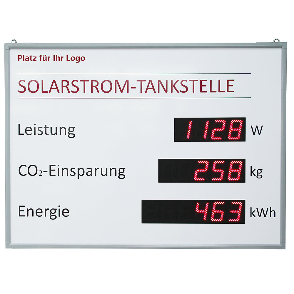 LED-Photovoltaik-Anzeige für Innen- und Außenbereich HxBxT 2000 x 2200 x 105 mm fenstergrau