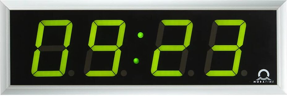 LED-Digitaluhr HxBxT 118 x 333 x 39 mm silber, grüne LED