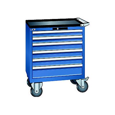 Schubladenschrank, fahrbar, BxTxH 717 x 572 x 962 mm, Schubladen 2 x 75 / 3 x 100 / 1 x 150 mm, enzianblau LISTA Schubladenschrank, fahrbar, BxTxH 717 x 572 x 962 mm, Schubladen 2 x 75 / 3 x 100 / 1 x 150 mm, enzianblau LISTA