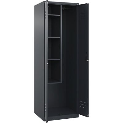 C+P Stahlschrankschrank für Reinigungsmaterial, 1 Modul, kurze Trennwand, Grau - Aufbewahrungsschrank C+P Stahlschrankschrank für Reinigungsmaterial, 1 Modul, kurze Trennwand, Grau - Aufbewahrungsschrank