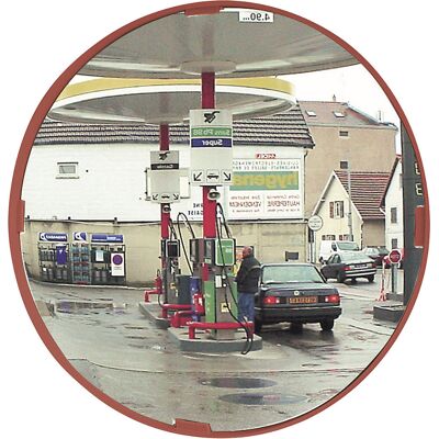 Mehrzweckspiegel 2 Richtungen, rund, Ø 800 mm, Rahmen rot, Polymir® Vialux Mehrzweckspiegel 2 Richtungen, rund, Ø 800 mm, Rahmen rot, Polymir® Vialux