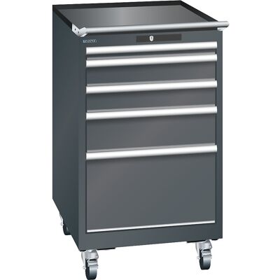 ESD-Schubladenschrank mobil, BxTxH 564 x 725 x 990 mm, 5 Schubladen, 1 x 50 / 2 x 100 / 1 x 150 / 1 x 300 mm, anthrazitgrau LISTA ESD-Schubladenschrank mobil, BxTxH 564 x 725 x 990 mm, 5 Schubladen, 1 x 50 / 2 x 100 / 1 x 150 / 1 x 300 mm, anthrazitgrau LISTA