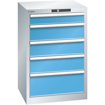 Schubladenschrank, 5 Schubladen, BxTxH 564 x 572 x 850 mm, lichtgrau / lichtblau LISTA Schubladenschrank, 5 Schubladen, BxTxH 564 x 572 x 850 mm, lichtgrau / lichtblau LISTA