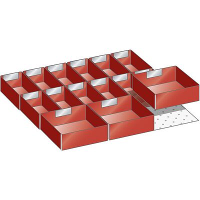 Schubladeneinteilung, Einsatzkästen-Set, 15-teilig, für Fronthöhe 75 mm LISTA Schubladeneinteilung, Einsatzkästen-Set, 15-teilig, für Fronthöhe 75 mm LISTA