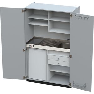 kaiserkraft Schrankküche mit Flügeltüren, 2 Glaskeramikkochfelder, Becken rechts, grau, 1956x1200x650 mm kaiserkraft Schrankküche mit Flügeltüren, 2 Glaskeramikkochfelder, Becken rechts, grau, 1956x1200x650 mm