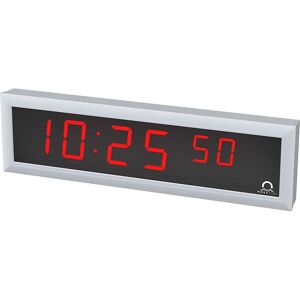 kaiserkraft LED-Digitaluhr, HxBxT 118 x 423 x 39 mm, silber, rote LED