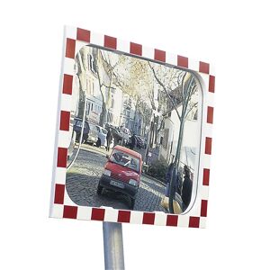 KAISER+KRAFT Verkehrsspiegel, Spiegel aus Sekurit, Rahmen aus Kunststoff, rot reflektierend, Spiegelmaße BxH 600 x 400 mm