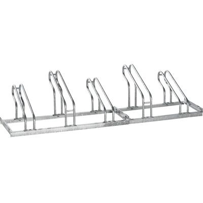 Fahrradständer, Bügel aus 18 mm Stahlrohr, Radeinstellung einseitig, feuerverzinkt, 5 Stellplätze eurokraft pro Fahrradständer, Bügel aus 18 mm Stahlrohr, Radeinstellung einseitig, feuerverzinkt, 5 Stellplätze eurokraft pro