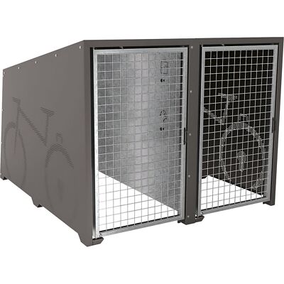 Fahrradbox Berlin, Grundmodul, 2 Stellplätze, anthrazitgrau, Türen feuerverzinkt PROCITY Fahrradbox Berlin, Grundmodul, 2 Stellplätze, anthrazitgrau, Türen feuerverzinkt PROCITY