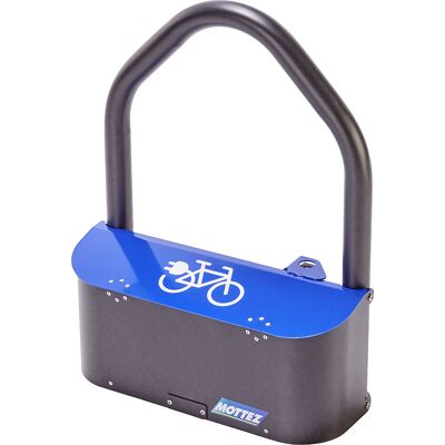 Fahrradständer, für E-Bikes mit Batteriebox, grau/blau, Rostschutzbehandlung Mottez Fahrradständer, für E-Bikes mit Batteriebox, grau/blau, Rostschutzbehandlung Mottez