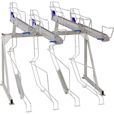 8-Fahrräderständer, Aufzugsmodell, Länge 2210 mm, Metalloptik Mottez 8-Fahrräderständer, Aufzugsmodell, Länge 2210 mm, Metalloptik Mottez