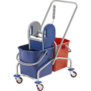 Reinigungswagen Edelstahl, Doppelfahreimer 2 x 25 l, Metallrollen eurokraft pro Reinigungswagen Edelstahl, Doppelfahreimer 2 x 25 l, Metallrollen eurokraft pro