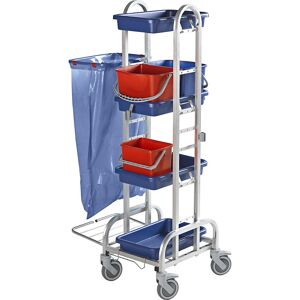 Reinigungswagen Edelstahl, mit 2 x 10-l-Eimer, 1 x 6-l-Eimer, Kunststoffrollen eurokraft pro Reinigungswagen Edelstahl, mit 2 x 10-l-Eimer, 1 x 6-l-Eimer, Kunststoffrollen eurokraft pro