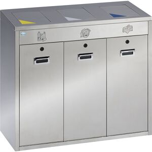 Wertstoffsortiersystem, Edelstahl, 3 x 48 l Volumen, mit Pendelklappen VAR Wertstoffsortiersystem, Edelstahl, 3 x 48 l Volumen, mit Pendelklappen VAR