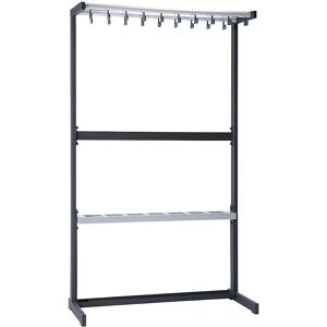 Reihengarderobenständer einseitig, ohne Kleiderbügel, schwarz, mit Schirmhalter eurokraft pro Reihengarderobenständer einseitig, ohne Kleiderbügel, schwarz, mit Schirmhalter eurokraft pro