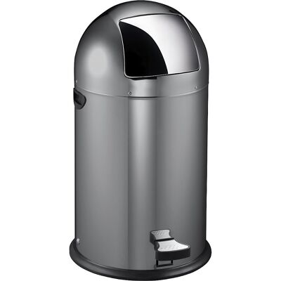 Push-Mülleimer mit Pedal, Volumen 33 l, HxØ 700 x 350 mm, silber EKO Push-Mülleimer mit Pedal, Volumen 33 l, HxØ 700 x 350 mm, silber EKO