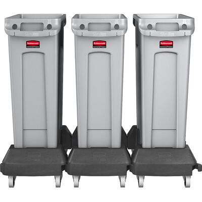 Wertstoffsortierstation SLIM JIM®, 3 x 60 l, mit Kunststofffahrwagen, grau Rubbermaid Wertstoffsortierstation SLIM JIM®, 3 x 60 l, mit Kunststofffahrwagen, grau Rubbermaid