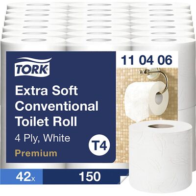 Toilettenpapier, extraweich, 4-lagig, VE 42 Rollen à 150 Blatt, weiß, ab 2 VE TORK Toilettenpapier, extraweich, 4-lagig, VE 42 Rollen à 150 Blatt, weiß, ab 2 VE TORK