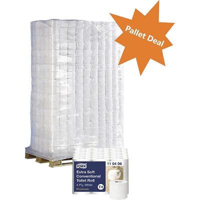Toilettenpapier, extraweich, 4-lagig, Palette mit VE 1260 Stk, weiß TORK Toilettenpapier, extraweich, 4-lagig, Palette mit VE 1260 Stk, weiß TORK