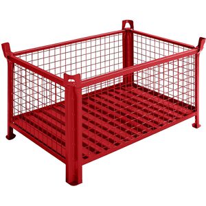 Stapelbehälter mit Stahlblechboden, LxB 1200 x 800 mm, rot lackiert, ab 10 Stk Heson Stapelbehälter mit Stahlblechboden, LxB 1200 x 800 mm, rot lackiert, ab 10 Stk Heson
