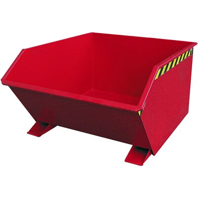 Kippbehälter, niedrige Bauform (E), Volumen 1,0 m³, feuerrot eurokraft pro Kippbehälter, niedrige Bauform (E), Volumen 1,0 m³, feuerrot eurokraft pro