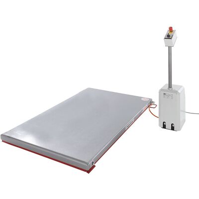 Flachform-Hubtisch, Baureihe G, Tragfähigkeit 1000 kg, Hubbereich 80 - 850 mm, LxB 1600 x 1150 mm, 230 V Wechselstrom Flexlift Flachform-Hubtisch, Baureihe G, Tragfähigkeit 1000 kg, Hubbereich 80 - 850 mm, LxB 1600 x 1150 mm, 230 V Wechselstrom Flexlift