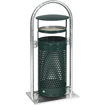 Kombiascher mit Rohrbogen und Dach, Volumen 65 l, BxHxT 580 x 1160 x 380 mm, moosgrün VAR Kombiascher mit Rohrbogen und Dach, Volumen 65 l, BxHxT 580 x 1160 x 380 mm, moosgrün VAR