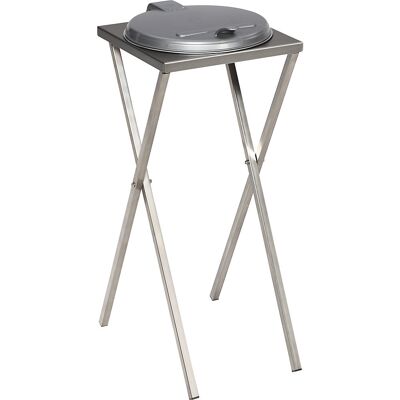 Hygiene-Müllsackständer aus Edelstahl, für Volumen 120 l, Deckelöffnung manuell, silbergrau VAR Hygiene-Müllsackständer aus Edelstahl, für Volumen 120 l, Deckelöffnung manuell, silbergrau VAR