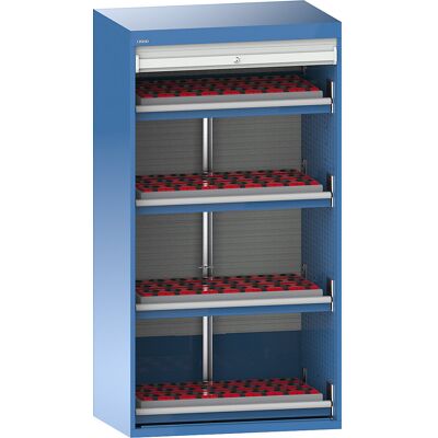 CNC-Schrank mit Rollladen, 4 Schubladen, 96 Halter ISO-SK 50, lichtblau RAL 5012 LISTA CNC-Schrank mit Rollladen, 4 Schubladen, 96 Halter ISO-SK 50, lichtblau RAL 5012 LISTA
