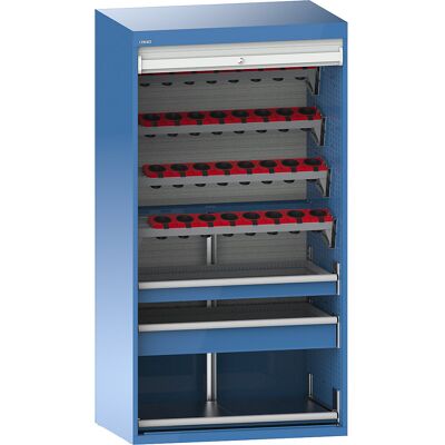 CNC-Schrank mit Rollladen, 7 Ebenen, 32 Halter ISO-SK 50, lichtblau RAL 5012 LISTA CNC-Schrank mit Rollladen, 7 Ebenen, 32 Halter ISO-SK 50, lichtblau RAL 5012 LISTA