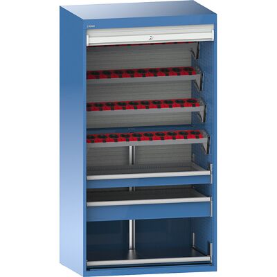 CNC-Schrank mit Rollladen, 7 Ebenen, 40 Halter HSK 63 A+C+E/80 B+D, lichtblau RAL 5012 LISTA CNC-Schrank mit Rollladen, 7 Ebenen, 40 Halter HSK 63 A+C+E/80 B+D, lichtblau RAL 5012 LISTA