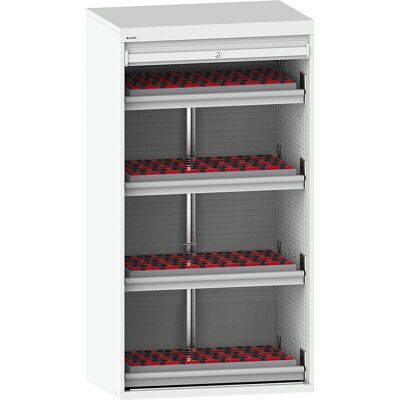 CNC-Schrank mit Rollladen, 4 Schubladen, 96 Halter ISO-SK 50, lichtgrau RAL 7035 LISTA CNC-Schrank mit Rollladen, 4 Schubladen, 96 Halter ISO-SK 50, lichtgrau RAL 7035 LISTA