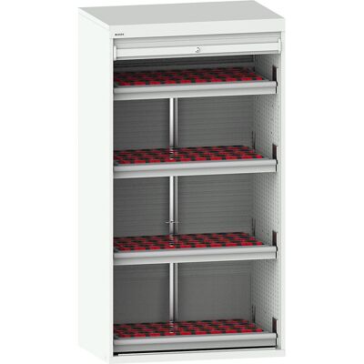 CNC-Schrank mit Rollladen, 4 Schubladen, 108 Halter HSK 63 A+C+E/80 B+D+F, lichtgrau RAL 7035 LISTA CNC-Schrank mit Rollladen, 4 Schubladen, 108 Halter HSK 63 A+C+E/80 B+D+F, lichtgrau RAL 7035 LISTA