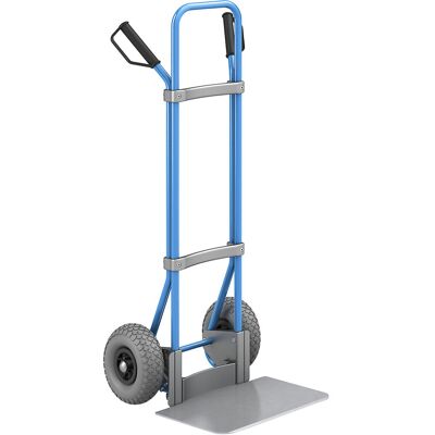 Sackkarre, blau, Schaufel-BxT 450 x 350 mm, verzinkt, PU-Bereifung, ab 5 Stk eurokraft pro Sackkarre, blau, Schaufel-BxT 450 x 350 mm, verzinkt, PU-Bereifung, ab 5 Stk eurokraft pro