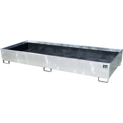 Regal-Bodenwanne mit PE-Einsatz, 1000 l Auffangvolumen, LxBxH 3265 x 1315 x 385 mm, verzinkt, ab 3 Stk eurokraft pro Regal-Bodenwanne mit PE-Einsatz, 1000 l Auffangvolumen, LxBxH 3265 x 1315 x 385 mm, verzinkt, ab 3 Stk eurokraft pro