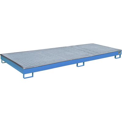 Regal-Bodenwanne mit PE-Einsatz, mit Rost, 240 l, LxBxH 3265 x 1315 x 195 mm, blau eurokraft pro Regal-Bodenwanne mit PE-Einsatz, mit Rost, 240 l, LxBxH 3265 x 1315 x 195 mm, blau eurokraft pro