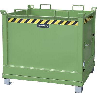 Klappbodenbehälter, Volumen 1,0 m³, resedagrün RAL 6011 eurokraft pro Klappbodenbehälter, Volumen 1,0 m³, resedagrün RAL 6011 eurokraft pro