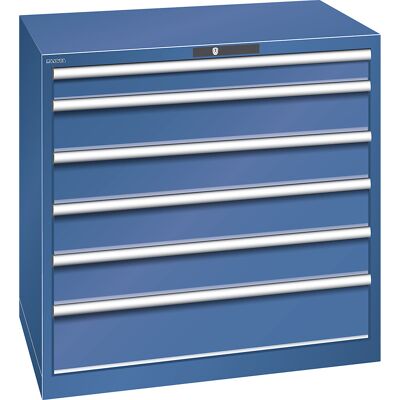 Schubladenschrank, Stahlblech, HxB 1000 x 1023 mm, 6 Schubladen, Tragkraft 200 kg, enzianblau LISTA Schubladenschrank, Stahlblech, HxB 1000 x 1023 mm, 6 Schubladen, Tragkraft 200 kg, enzianblau LISTA