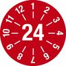 kaiserkraft Prüfplakette, Jahreszahl, Dokumentenfolie, Ø 30 mm, VE 10 Stk, 24, rot