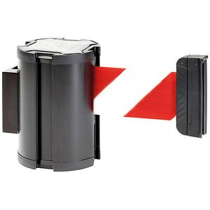 kaiserkraft Gurtbandkassette, Bandauszug max. 3000 mm, Kassette schwarz, Band rot / weiß kaiserkraft Gurtbandkassette, Bandauszug max. 3000 mm, Kassette schwarz, Band rot / weiß