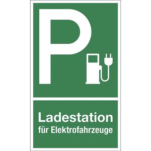 kaiserkraft Parkplatzkennzeichen, Kunststoff, P / Ladestation für Elektrofahrzeuge, LxH 150 x 250 mm