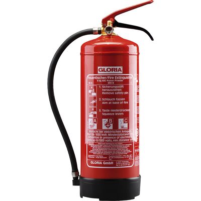 Pulver-Dauerdruck-Feuerlöscher, Inhalt 6 l, Brandklasse A+B+C GLORIA Pulver-Dauerdruck-Feuerlöscher, Inhalt 6 l, Brandklasse A+B+C GLORIA