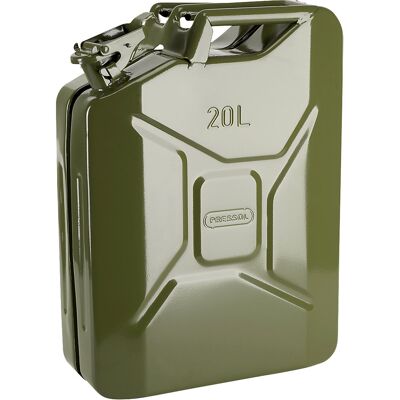 Metall-Kraftstoffkanister, Volumen 20 l, VE 5 Stk, olivgrün, ab 5 VE PRESSOL Metall-Kraftstoffkanister, Volumen 20 l, VE 5 Stk, olivgrün, ab 5 VE PRESSOL