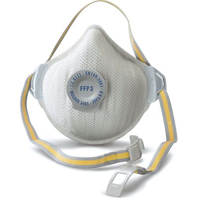 Atemschutzmaske FFP3 R D mit Ausatemventil AIR PLUS, wiederverwendbar, VE 5 Stk, weiß MOLDEX Atemschutzmaske FFP3 R D mit Ausatemventil AIR PLUS, wiederverwendbar, VE 5 Stk, weiß MOLDEX