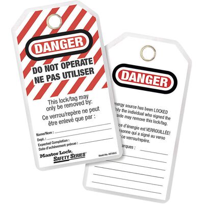 Sicherheitsanhänger laminiert, VE 12 Stk, Danger: Do not operate, EN/FR Masterlock Sicherheitsanhänger laminiert, VE 12 Stk, Danger: Do not operate, EN/FR Masterlock