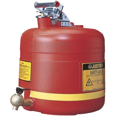 Sicherheits-Abfüllbehälter mit Zapfhahn, Polyethylen, Volumen 19 l, rot lackiert Justrite Sicherheits-Abfüllbehälter mit Zapfhahn, Polyethylen, Volumen 19 l, rot lackiert Justrite