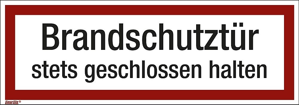 Brandschutzkennzeichen für die Feuerwehr Brandschutztür stets geschlossen halten, VE 10 Stk Folie, langnachleuchtend, LxH 297 x 105 mm