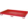 eurokraft pro Regal-Bodenwanne, 240 l Auffangvolumen, LxBxH 2150 x 1300 x 225 mm, ohne Gitterrost, rot lackiert