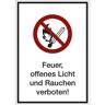 KAISER+KRAFT Kombizusatzschild mit Text für Verbotszeichen, Feuer, offenes Licht und Rauchen verboten, VE 10 Stk, Kunststoff, LxHxT 210 x 297 x 1 mm