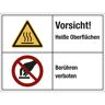 kaiserkraft Kombischilder, Vorsicht! Heiße Oberfläche / Berühren verboten, VE 10 Stk, Folie, LxH 200 x 150 mm